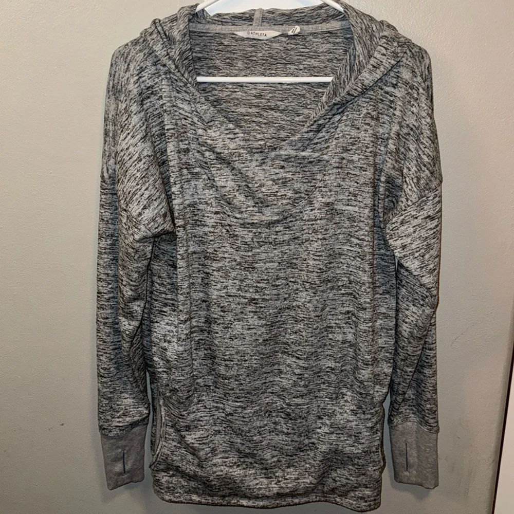 Athleta Batwing & Robin Hooded Pullover Grey Marbled Size Small - Picture 2 of 7